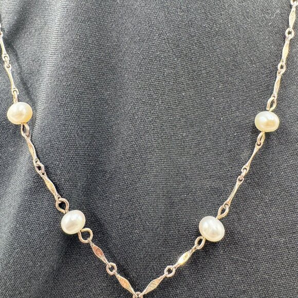 Vtg 18" Freshwater Pearl Necklace Sterling 925 w/Pearl Daisy & Turquoise Pendant - Picture 10 of 16